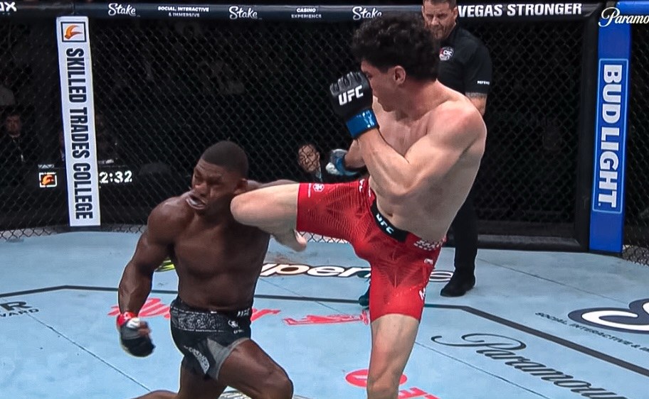 Mike Malott lands flush on Joaquin Buckley at 2:32 of the second round in Edmonton - the knockout blow.